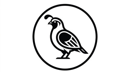 Fototapeta premium Minimalist quail badge vector logo with modern linear nature gamebird emblem