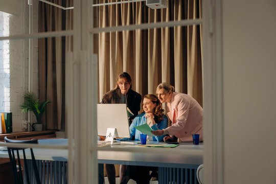 Three women working in the office