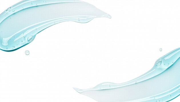 Splashing light blue gel textures bordering crisp white space 白い背景を彩る爽やかなライトブルーのジェルテクスチャフレーム