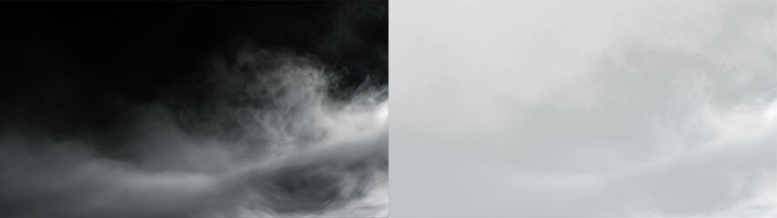 Clouds drift across a gray sky on a transparent background during a quiet moment of the day © Liubov