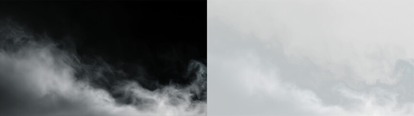 Clouds drift across a gray sky on a transparent background during a quiet moment of the day © Liubov