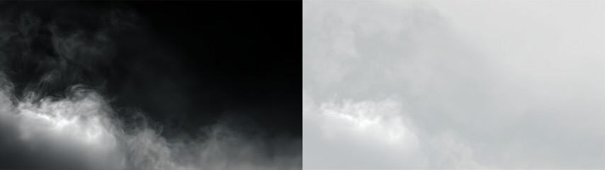 Fototapeta premium Sky filled with gray clouds on a transparent background during the day with no visible sun or blue sky