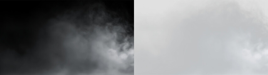 Fototapeta premium Clouds float on a transparent background, creating a light gray appearance that suggests movement and change in the sky