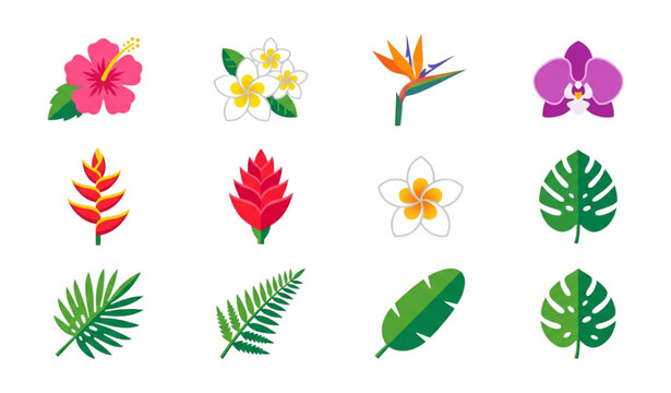 Tropical Flat Flower Icon Collection