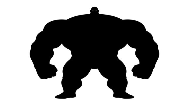 Muscular Man Silhouette Flexing Arm Muscles.