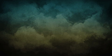Ethereal clouds drift in a celestial expanse, their wispy forms blending with a gradient of deep teal and golden hues, creating an atmosphere of mystery and wonder. © MdShakibAhamed