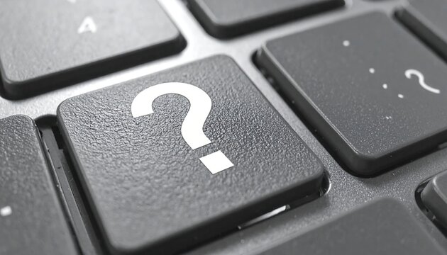 question mark key on computer keyboard, faq support and information concept, technology background