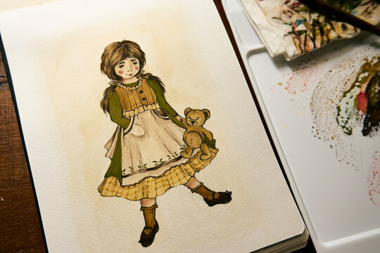 Illustration of a girl in her dress
