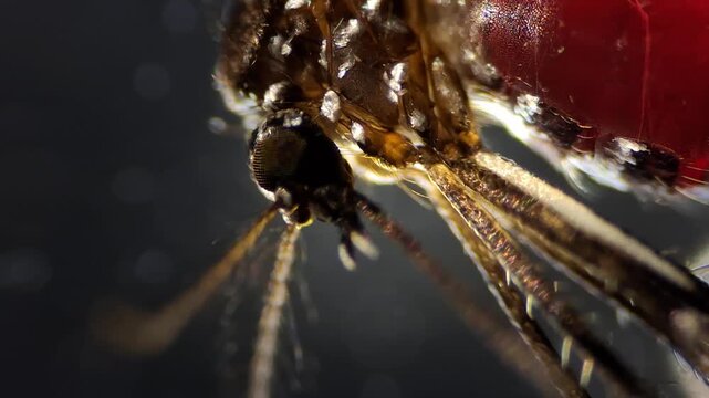 Darkfield microscopy of a mosquito filled with human blood after feeding