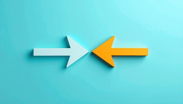 Paradigm shift concept with arrows changing direction dramatically, innovation and strategic transformation, minimalist style