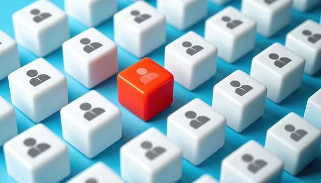 Critical error detection concept, one incorrect cube highlighted among many correct options, quality control theme