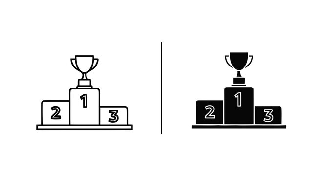 Vector illustration of winner podium with trophy cup icon, first, second and third place on a transparent background