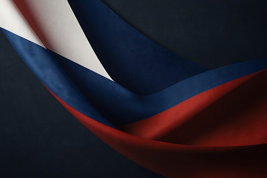 russian flag on dark blue background with copy space, presidential midterm elections 2026, russian national holiday , Veterans or memorial day patriotic banner
