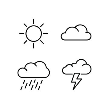 Weather icons sun cloud rain storm.