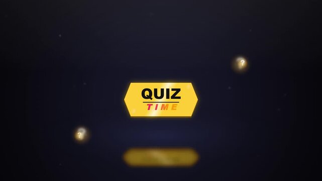 Quiz Time motion graphic with floating question marks on dark background