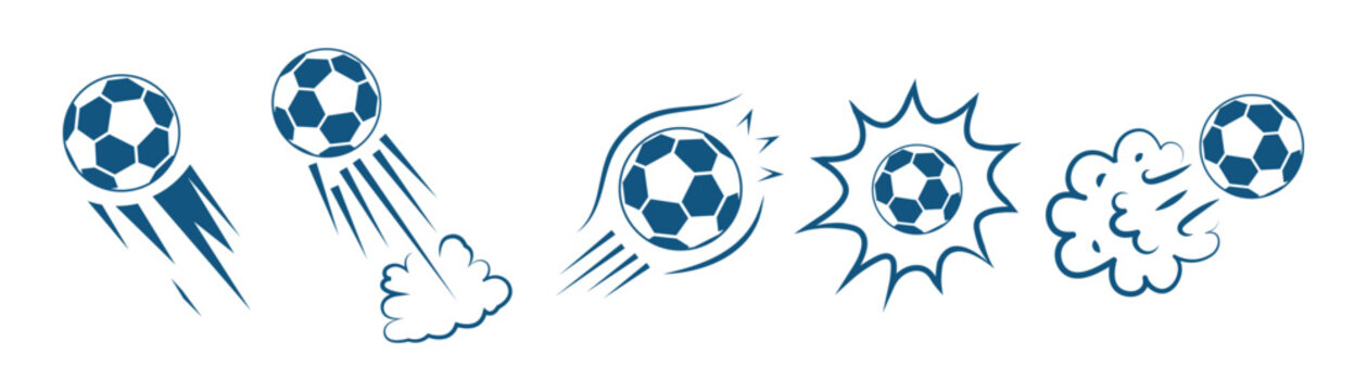 Soccer ball bounce motion line set, hand drawn football movement .Soccer Ball Motion Trail Icons Set - Dynamic Football Speed and Bounce Effects.eps10
