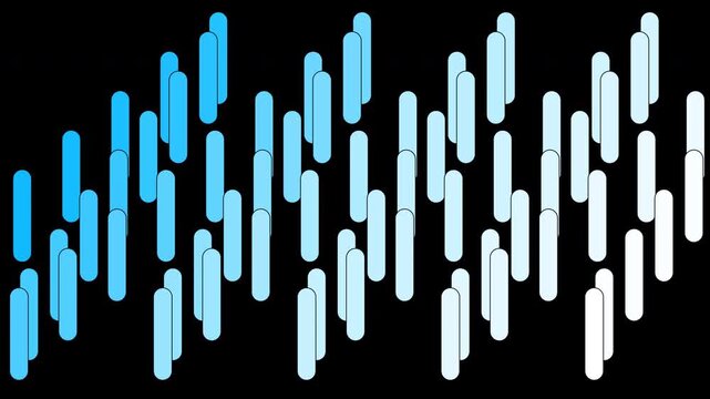 Abstract intertwined ribbon structure formed by rows of vertical rounded lines with a color gradient on black