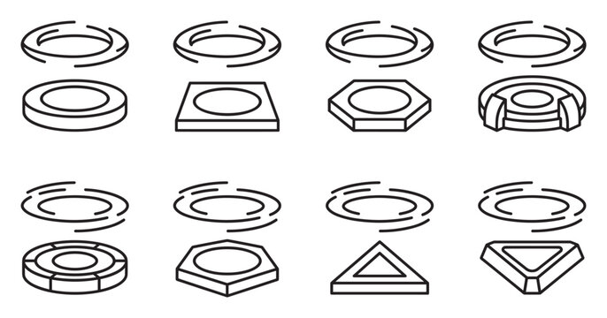 Isometric 3d geometric shapes for design abstract objects isometric podiums.