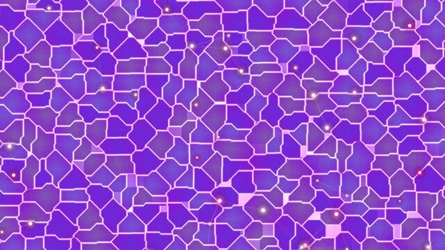 Abstract Purple Mosaic with Glowing Yellow Dots and Geometric Pattern Background