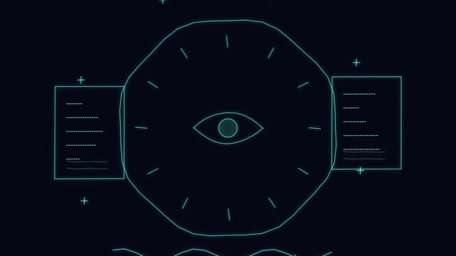 Futuristic Digital Eye HUD Interface with Analytical Data Overlays