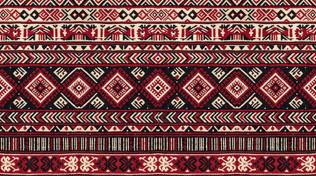 Ulos Inspired Seamless Ethnic Woven Textile Pattern