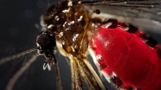 Darkfield microscopy of a mosquito filled with human blood after feeding