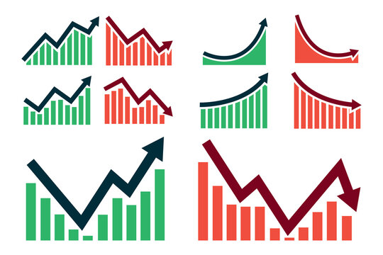 Set up and down graph chart icon. Growth increase and decrease sign. Graph or diagram with arrow going up and down. 