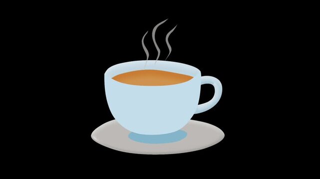 2D Animated Hot Tea Cup with Steam for Cozy Moments