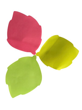 Colorful leaf shapes in red, yellow and green