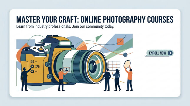 Master your craft online photography courses learn from professionals with this engaging vector illustration concept for e