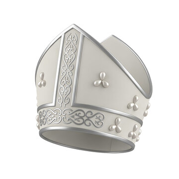 3D Render of a Papal Tiara with Pearl and Silver Details
