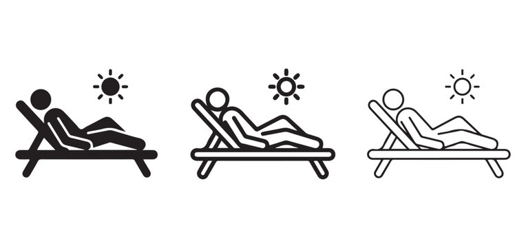 people sunbathing on a beach chair in the sun  relaxation and leisure illustrations