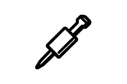Simple black line icon depicting a medical instrument for fluid administration or withdrawal