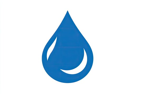 Vivid blue liquid drop graphic design element displayed centrally on a white background