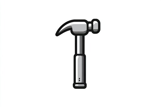 Stylized illustration of a claw hammer tool centered on a white background