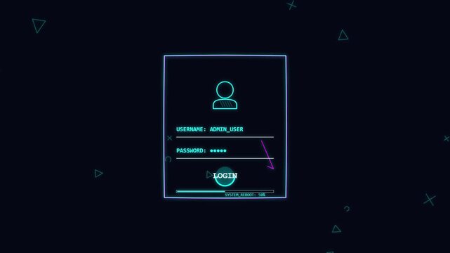 Digital Login Screen Interface with System Reboot Loading Progress Bar