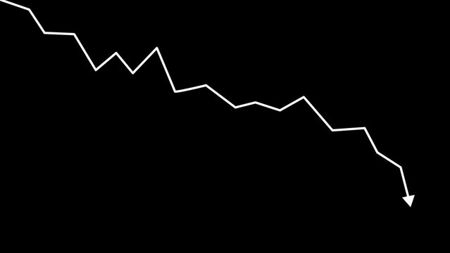Simple arrow down trend on black background for overlay