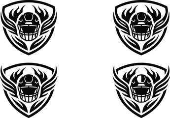 Obraz premium American football helmet logos with flames and wings