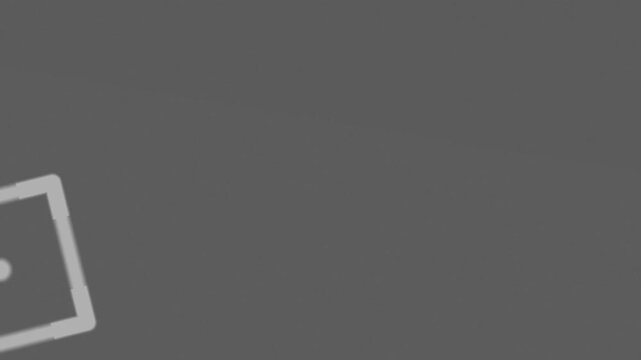Rotating white square frame with central dot on gray background