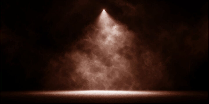 Burning Candle Light and Match Fire in Dark Smoky Atmosphere with Fog, Mist and Dramatic Night Sky Background with Clouds and Abstract Light Effects
