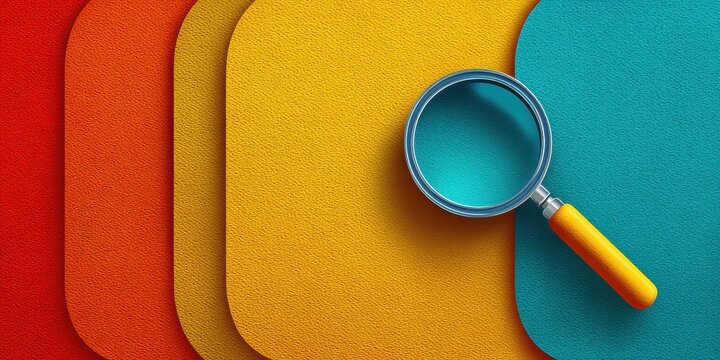 Vibrant Colors and Magnifying Glass on Textured Backgrounds for Detailed Examination and Exploration Purposes Always Helpful