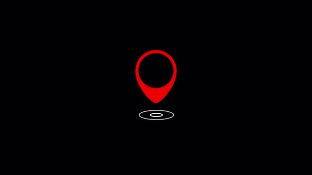 Red location symbol icon animation with transparent alpha channel. Pin Location seamless loop | map pin pointer on GPS Map tracker Animation.