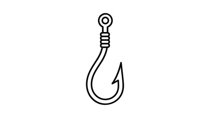 Fototapeta premium Minimal Fishing Hook Vector Icon for Angling and Tackle Design