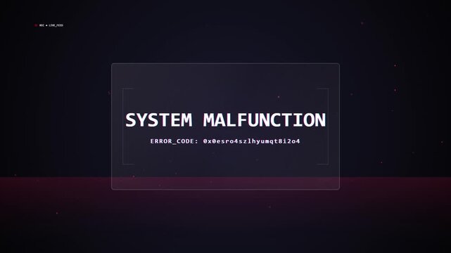 System Malfunction Warning Screen with Glitch Effect on Dark Background