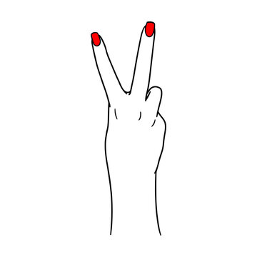 Woman peace fingers svg cut file. Isolated vector illustration.