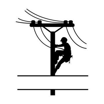 Lineman monogram svg cut file. Isolated vector illustration.