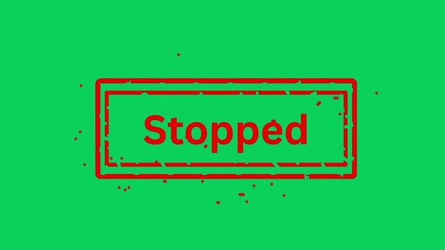 Green screen animation with red text 'toppe' and 'stopped' stamp effects for creative projects