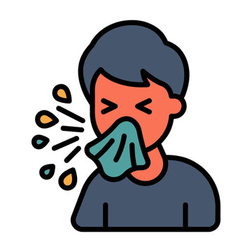 Sneezing Coughing Symptom Icon for Respiratory Health