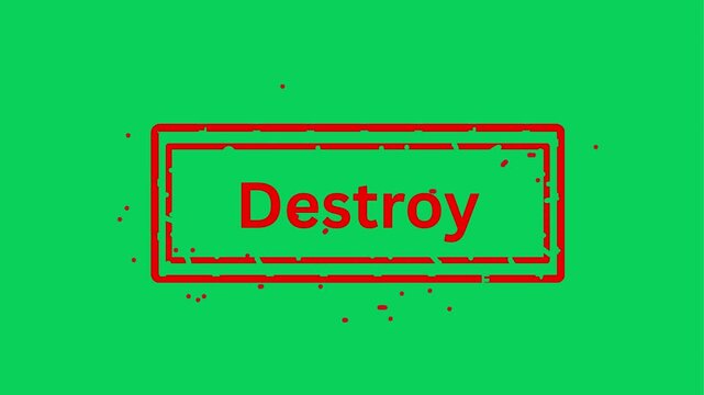 Green screen button animation with destroy text and glitch effect for digital destruction concepts