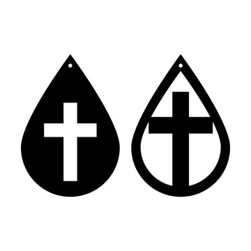 Christian cross earrings svg cut file. Isolated vector illustration.